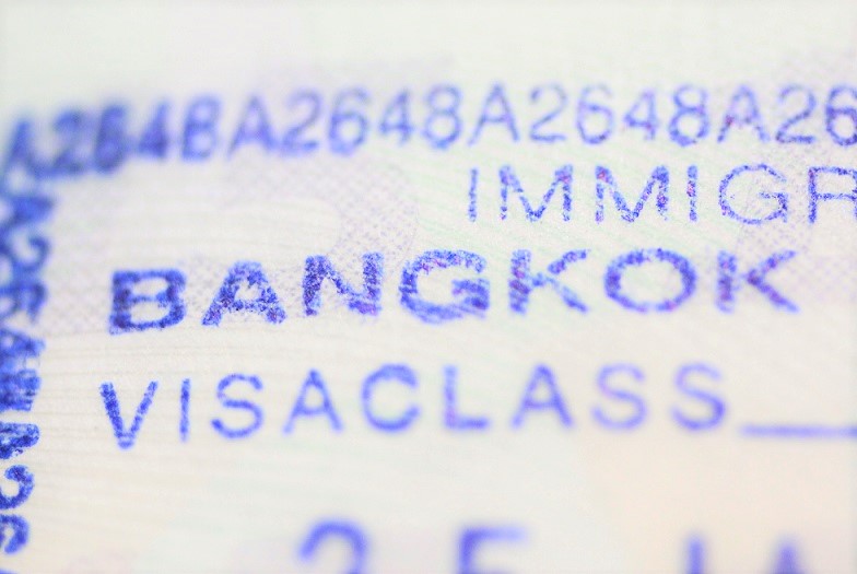 タイのバンコクの入国スタンプ