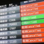 台北空港の欠航の案内ー飛行機の欠航が相次いでいる
